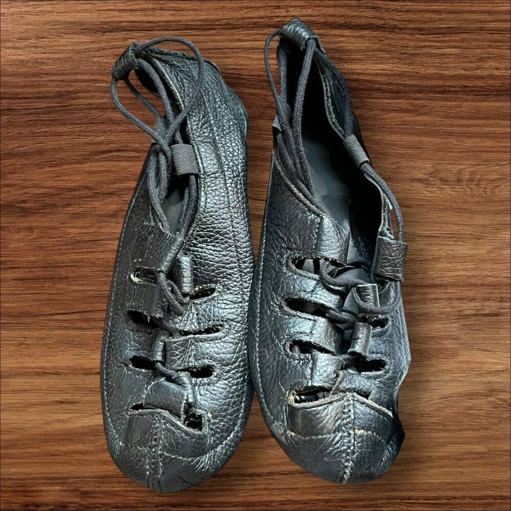 Steprite Brand Black Leather Irish Dancing Ghillie Shoes Youth Size 1